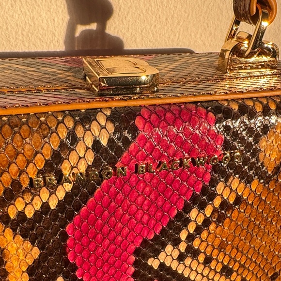 Brandon Blackwood Snake-Print Kendrick Trunk in Brown & Fuscia - Picture 2 of 8